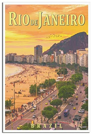 Rio De Janeiro Sonnenuntergang Vintage Reiseposter Dekorative Poster Modern Schlafzimmer Leinwand Kunst Poster Bild Malerei Poster Wanddeko Kunst Geschenk