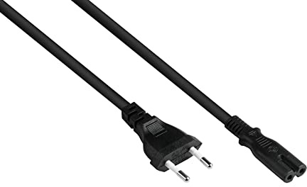 Kabelmeister Euro-Netzkabel - 1,8 m - Euro-Stecker Typ C (gerade) an C7/Euro 8 Buchse (gerade) - KUPFERLEITER - 0,75 mm² - für TV, Konsole, Radio, Netzteil - SCHWARZ - Qualitätware vom KABELMEISTER
