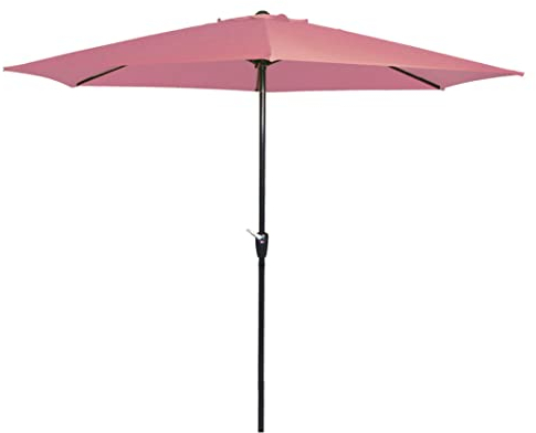 habeig Sonnenschirm Marktschirm Kurbelschirm 300cm in lila, rosa oder rot 3m mit 6 Streben (Rosa #53026)
