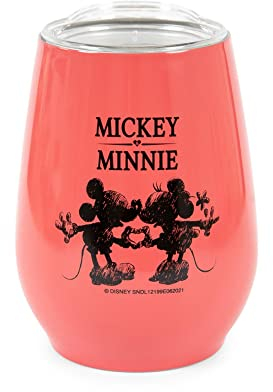 Disney Minnie & Mickey Reisebecher aus Edelstahl mit Deckel, 284 ml, für Getränke, Zuhause und Küche, romantisch, niedliches Valentinstagsgeschenk