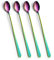 Lot de 4 cuillères à café latte, 22.7 cm en acier inoxydable avec long manche pour mélanger le café, le dessert, le thé, le cocktail, la crème glacée