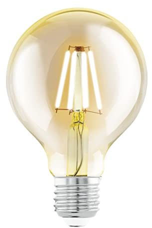 EGLO E27 LED Lampe, Amber Vintage Glühbirne, Globe Leuchtmittel für Retro Beleuchtung, 4 Watt (entspricht 32 Watt), 350 Lumen, warmweiß, 2200k, Edison Birne G80, Ø 8 cm