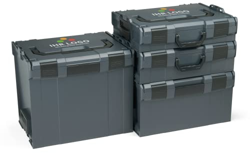 L-BOXX Sortimo L-Boxx Werkzeugkoffer Set | Größe 102-374 in Anthrazit | leere Werkzeugkästen aus Kunststoff, personalisiert mit Ihrem Logo | kompatibel mit Bosch Sortimo L-Boxx System