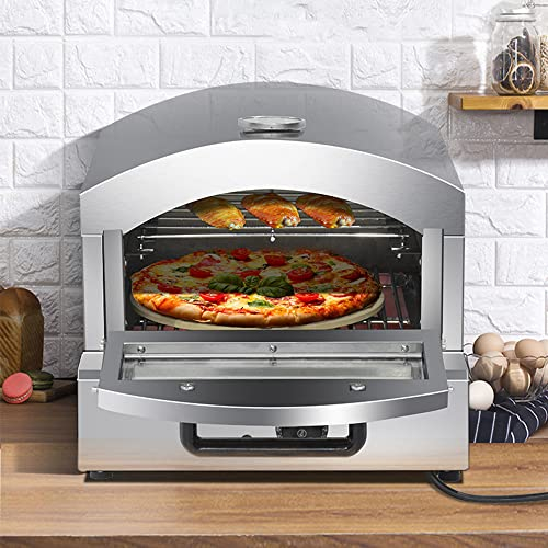 MNSSRN Portable Home Pizza Oven, Electric/Gas Pizza Oven 350°C Temperature Control, Pizza Oven Machine with Temperature Dashboard,Electric