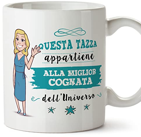 Mugffins Tazza in ceramica per COGNATA 11 oz / 350 ml - In italiano - Migliore Famiglia dell'universo - Idea regalo per compleanno, anniversario, natale