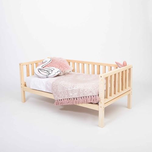Bettgestell für Kinder, massives Kiefernholz, abnehmbare Seitenschienen, Schlafmöbel für Kleinkinder und Kinder von 4–12 Jahren, Doppelbett (Kiefernholz, 190 x 135 cm (Doppelbett))
