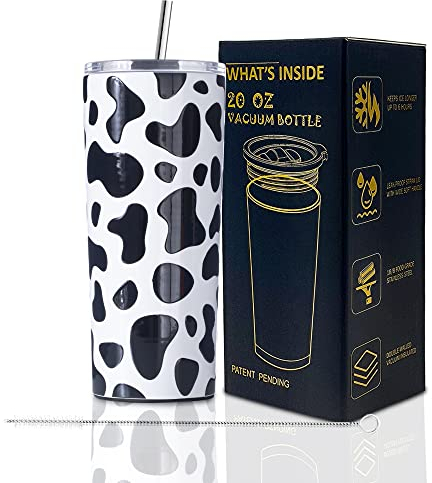 ARCQUESE Becher mit Kuh-Druck, Geburtstagsgeschenke für Frauen, isolierte Tassen, lustige Geschenke für Freundin, Kuh-Druck, Tasse, Muttertagsgeschenke für Mutter, Kuhliebhaber, schwarz für Tochter