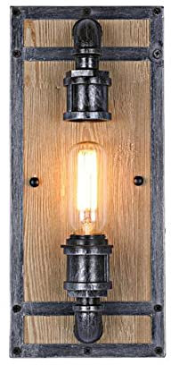 Retro Industrie Wandleuchte Wasserrohr Wandleuchte Innen Holz Wandlampe Eisen Metall Vintage Dekor Loft Stil Beleuchtung Für Bar Café Esstisch Treppe Restaurant Korridor Untergeschoss
