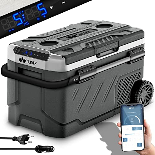 tillvex® Frigorifero Compressore Elettrico 40 Litri | Frigo Congelatore Elettrico con Controllo WIFI-APP, Porta USB, 12/24 V 230V | Frigorifero fino a -20 °C per Auto, Camion, Barca, Camper, Camping