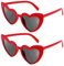 Ainiv Herz Sonnenbrille, 2 Stück Herzförmige Party-Sonnenbrille, UV400 Sonnenschutz und UV-Schutz Schwarze Graue Linse, Mode Brillen für Damen Herren Kinder Party Reise Fotoshooting (Rot)