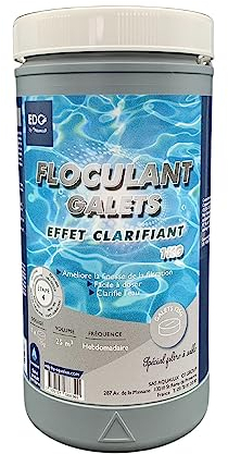 EDG by AQUALUX INTERNATIONAL - Galet Floculant Clarifiant Piscine - 8 Galets Longue Durée 125 g - 1kg - Sans Sachet - Spécial Eau Cristalline - Double Effet Floculation Clarification