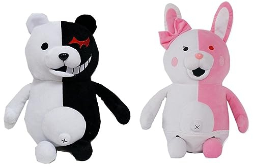 2 Danganronp Plüschtiere, Schwarzer Bär Rosa Bär Plüschpuppe, 25cm Cartoon Stoffpuppe Für Männer Frauen