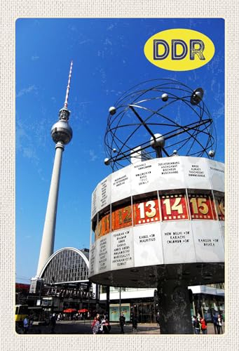 AGDeko® Blechschild Berlin Alexanderplatz Weltzeituhr Reisen Urlaub Touristik Größe 30x20 cm