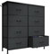 MYHMCT Chest of Drawers, 8 Fabric Drawers, Bedroom Storage, Storage Organizer Unit for Bedroom Living Room Hallway, Dresser, Easy Pull Fabric Bins, Wooden Top and Metal Frame (Black Grey)