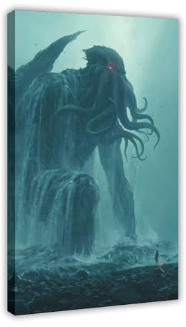 AAVEDA Cthulhu 1 Leinwand-Poster, Wandkunst, Dekordruck, Bild, Gemälde für Wohnzimmer, Schlafzimmer, Dekoration, Rahmen-Stil, 30 x 45 cm
