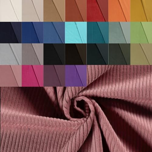 Breitcord Meterware - robuster Cordstoff - weicher Baumwollcord - dicker Rippenstoff - breit gerippt - fester Cord Baumwolle *ab 50 cm, Farbe: 014 altrosa