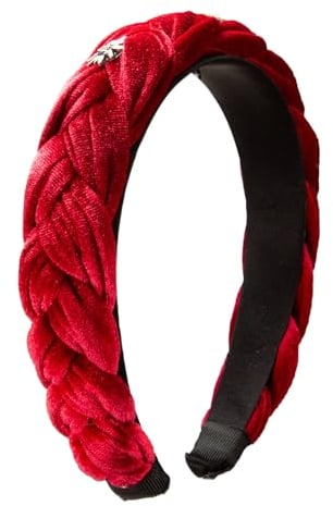 Alpenflüstern Trachten-Haarreif Samt Flechtoptik & Strass-Edelweiß - Damen Haarschmuck rutschfest, Haarband geflochten fürs Dirndl (rot) ADV129