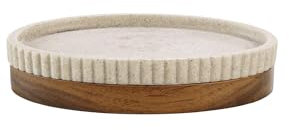 Douceur d'Intérieur, Porte-Savon (14 x 9,5 x 2,8 cm) Niagara Naturel, Polyrésine et Acacia