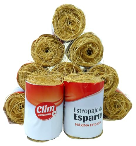 Clim Profesional - 12 Estropajo Natural de Esparto para Limpieza Multisuperficies Eficaz y Ecológica | Alternativa Sostenible al Plástico | Paquete 12 UDS