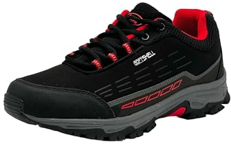 Wildora® Herren Damen Wanderschuhe Outdoor Trekkingschuhe Sportschuhe Sneaker Freizeit (Schwarz-Rot,41)