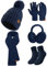 Xnova Mütze Schal Handschuhe Ohrwärmer und Socken Set 5 in 1 Damen Winter, 5 Stücke Warme Strickmütze Lange Schal Dicke Beanie Mütze Gestrickte Winterzubehör Kombi Geschenk (Blau)