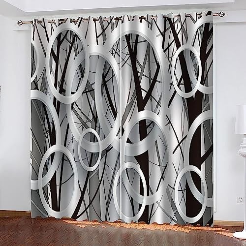 Flächenvorhang Set Einfacher Kreis Moderne Haushalt Schlafzimmer Balkon Wärmedämmung 3D-Druck Vorhang Panel Home Decor Vorhänge Für Wohnzimmer Bedroom Children'S Room 2 X 75 X 166 Cm -2M4J2V5P7D3L3G8M