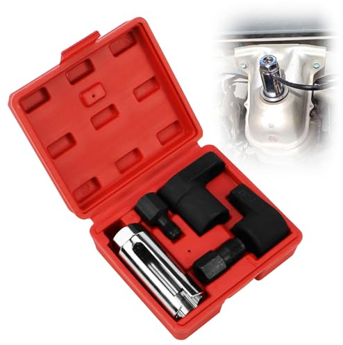 LPZMPZ 5 sondas lambda, llaves, tuercas, tuercas, 22 mm, sensor de oxígeno, llave de tubo, sensor de oxígeno, juego con accionamiento de 3/8 y 1/2 pulgadas, compatible con Volkswagen, BMW, Mercedes,
