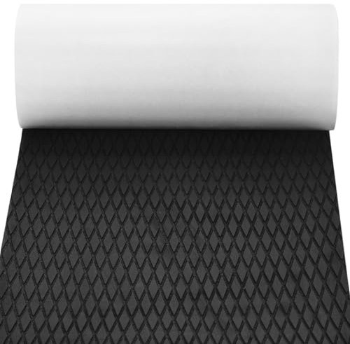 Sourcing Map Boat Flooring EVA Foam Mat 94x15 Inch Decking Non-Slip Self-Adhesive Carpet for Yacht Marine Deck Pad RV Car Trunk Flooring, Black
