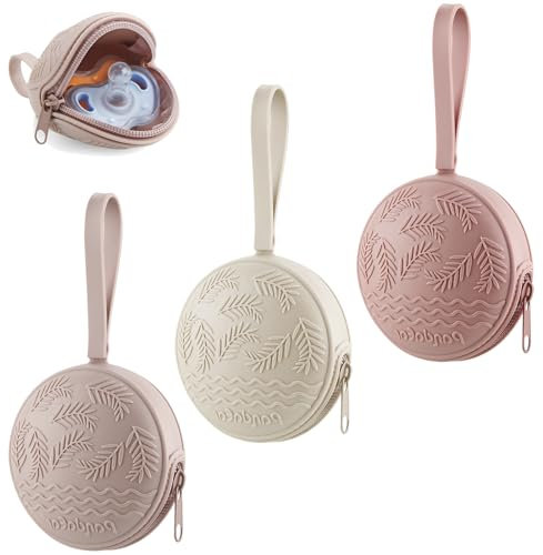PandaEar 3 Stück Silikon Schnullerhalter Schnullerboxen | Reise Baby Schnuller Aufbewahrungsbox | Universelle Schnullerha Schnullertasche für unterwegs| BPA-frei (Rosa)
