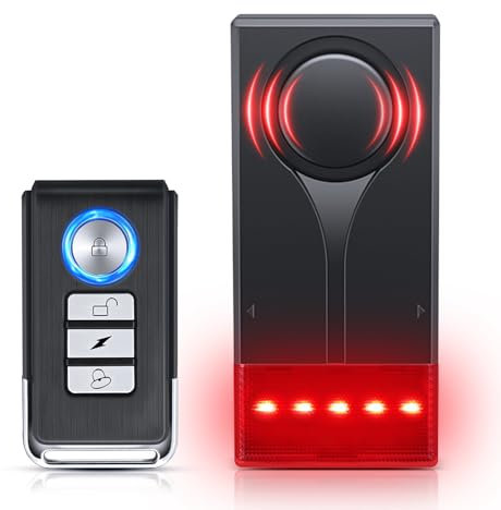 Car Anti-Theft Vibration Alarm, ELECTOP 108dB Wireless Remote Car Alarm with Warning Light, Waterproof Vibration Sensor Alarm Vehicle Security Alarm System Automotive Warning Interior Safety Light