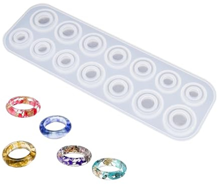 14 Größen Silikon Ring Formen DIY Silikonformen Epoxidharz Formen DIY Ring Ganze Platte Gießformen Runde Raute Ohrring Schmuck Halskette Anhänger Weiß