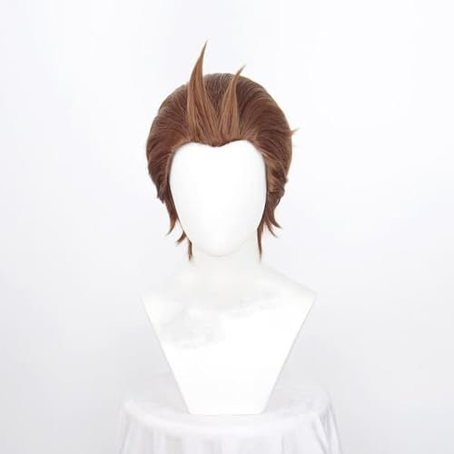 WCCNKK Ace Attorney Apollo Justice Cosplay Perücke, Kurze Braune Haare, Halloween Kostüm Perücke, Für Party Karneval Weihnachten, Animationsgeschenke, Dekorative Accessoires