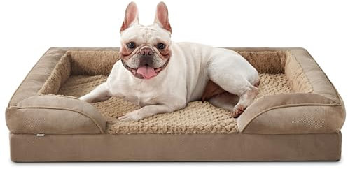 JOEJOY Mittelgroß Orthopädisches Hundebett, mittelgroßes waschbares Katzenbett Hundekissen mit Wabenstruktur und abnehmbarem wasserdichte Fütterung Schaumstoff hundebett orthopädisch Braun