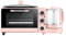 BWCKMTSC Colazione elettrica, Caffettiera Padella, Macchina Multifunzione Rosa 4 in 1, Mini Forno Forno per Pane Domestico Forno per Pizza Padella Macchina per Waffle