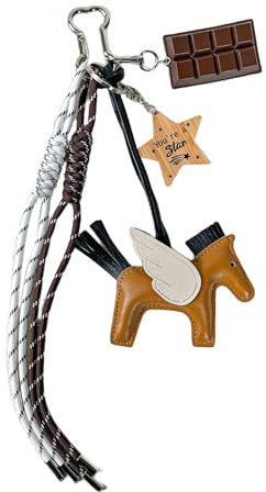 HOHOPEACH Y2k Designer-Anhänger aus Seil für Handtasche, Zubehör, Geldbörse, zum Aufhängen, Ornament, Rucksack-Anhänger, Braunes Pony, Einheitsgröße