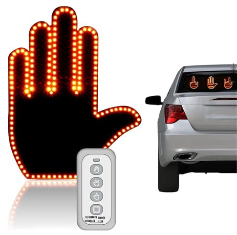 YREYBN Car Finger Light, Road Mate Hand Signal with Remote Control, Funny Gesture Light for Car Back Window