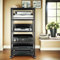 Nivadeui AV-Medienständer, Audio-Video-Regal HiFi Rack aus Holz & Stahl, offener CD-Player-Ständer, höhenverstellbarer Medienaufbewahrungsschrank für Heimkino/Schlafzimmer/Büro