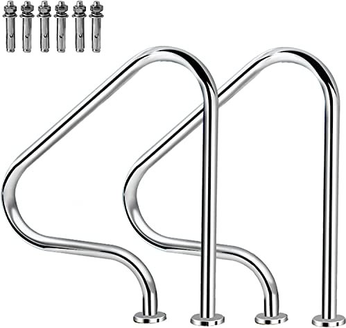 OZBMA Corrimano per Piscina in Acciaio Inox, ringhiere per Piscine, corrimano di Transizione, per Spa, Giardini, Piscine Rotonde interrate, Strati inclinati (2) ()