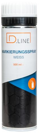 D.LINE Markierungsspray, 1x 500ml Markierungsfarbe, Forstspray, Bodenmarkierungsspray in Signalfarben mit patentierter Markierungskappe (weiss)