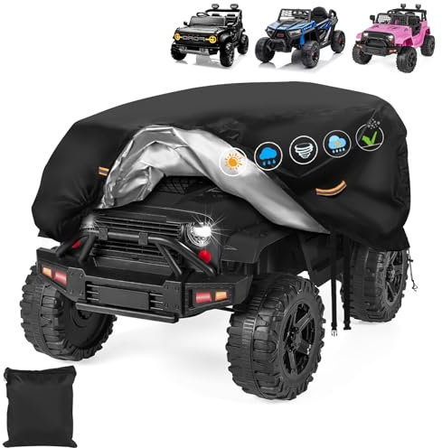 Kids Electric Car Cover Waterproof, Heavy Duty 900D Outdoor Ride On Cars Cover Waterproof, Windproof Buckle, Reflective Strip, Universal Large Toy Car Cover Anti-UV Rain Dust All Weather Protection