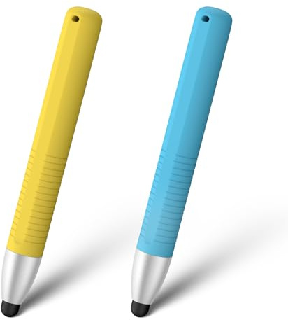 Vancle 2 Stück Tablet Stift für Kinder,Kinderfreundliche Stylus Stifte für Touchscreens,für alle iOS und Android Handys Tablets,Kindle,iPad,iPhone(Blau/Gelb)