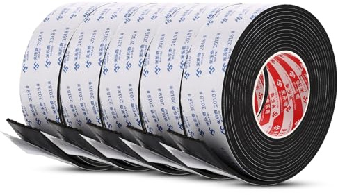 APACALI Moosgummi selbstklebend 50mm x 5m (3mm dick) - 5 Rollen Dichtungsband selbstklebend für Türdichtung, Fenster, Schalldämmung | Dichtband selbstklebendes mit starker Haftung