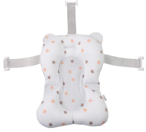 Baby-Badewannenkissen mit Sandwich-Design, auslaufsicher, Badewannenkissen und Liege mit 3-Wege-Schnallen, waschbar, für Babys (weiß)