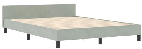 vidaXL Bettgestell mit Kopfteil Hellgrau 140 x 190 cm Samt, Modernes Schlafzimmer, Samt Bettgestell, stylisches Schlafen, minimalistisches Design, entspannende Möbel