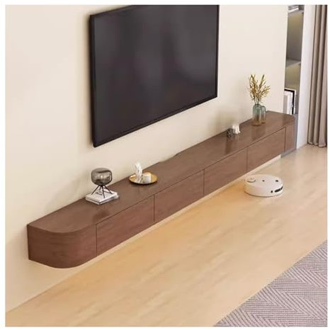 YAONJS Mobile TV Sospeso in Legno Massello per Soggiorno, Piccolo Appartamento, Tavolino da caffè, TV A Parete, Mobiletto da Parete(180cm)