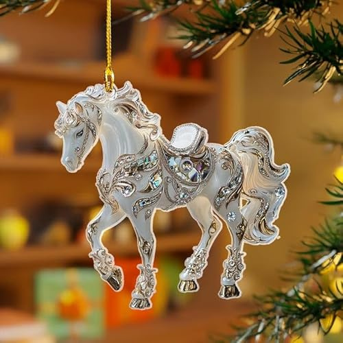 Pferd Weihnachtsbaum Anhänger, Acryl Cartoon Dekorative Ornamente, 2D Pferd Christbaumschmuck, Süßes WeihnachtsPferd Ornamente, für Veranda, Flur, Büro, Wohnheim, Urlaub