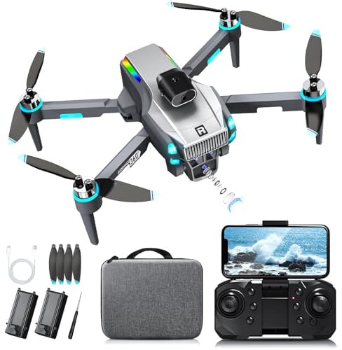 Drohne mit Kamera 4K, Mini Drohne mit Kamera und GPS, Bürstenloser Motor, Hochauflösende Fotos und Videos, 3D Flip, Optisches Schweben, Hindernisvermeidung, Ein-Knopf-Start, Für Anfänger