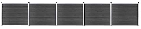 Zaunelement Set WPC 872x146 cm Grau, Robuster Sichtschutz Garten Zaun Paneele, Langlebige Holz-Kunststoff-Verbundwerkstoff Outdoor-Abgrenzung