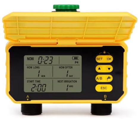 ZYNCUE Minuteur d'irradiation solaire avec capteur de pluie et verrouillage d'écran pour système d'arrosage automatique de jardin, 1/2 sorties