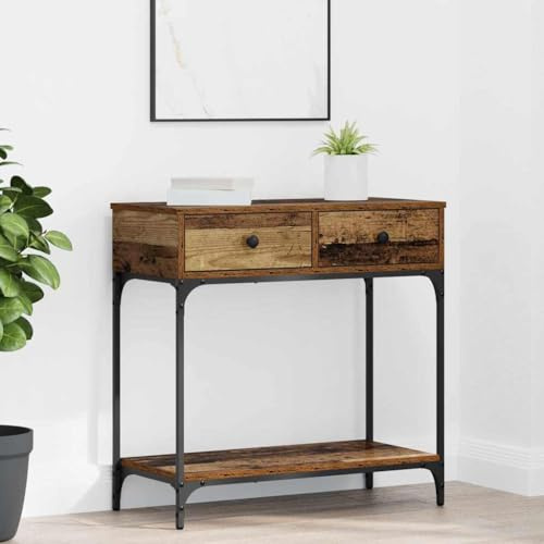 Mokuyary Table Console en Bois Ancien 75 x 34,5 x 75 cm Table d'entrée en Bois d'ingénierie pour Couloir, Affichage Compact pour Petits espaces, entrée, Salon, Robuste